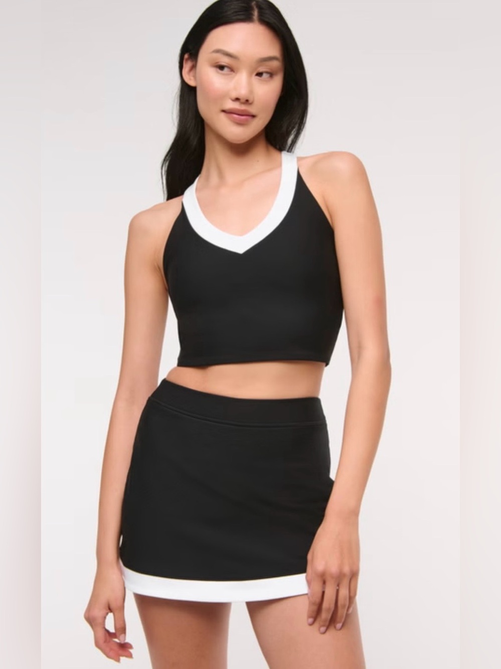 Abercrombie & Fitch YPB sculptLUX Lined Clean Mini Skirt black and white